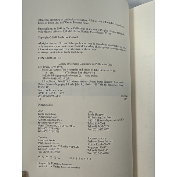 Bruce Lee Artist of Life Book‎ John Little Hardcover Tuttle Library Good Cond - Picture 2 of 3